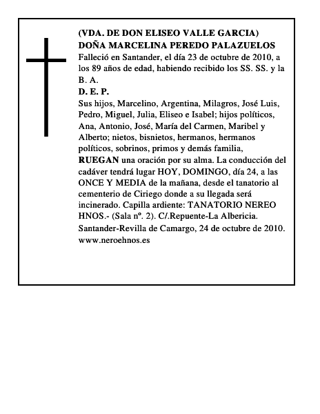 DOÑA MARCELINA PEREDO PALAZUELOS