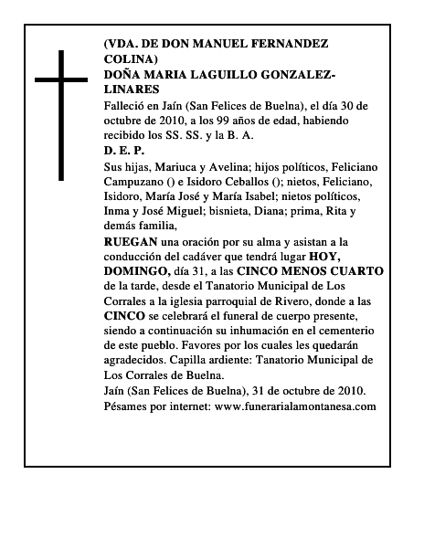 DOÑA MARIA LAGUILLO GONZALEZ-LINARES