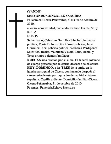 SERVANDO GONZALEZ SANCHEZ