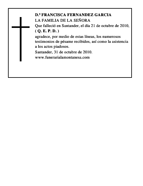 D.ª FRANCISCA FERNANDEZ GARCIA