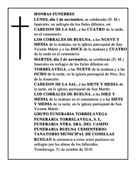HONRAS FUNEBRES