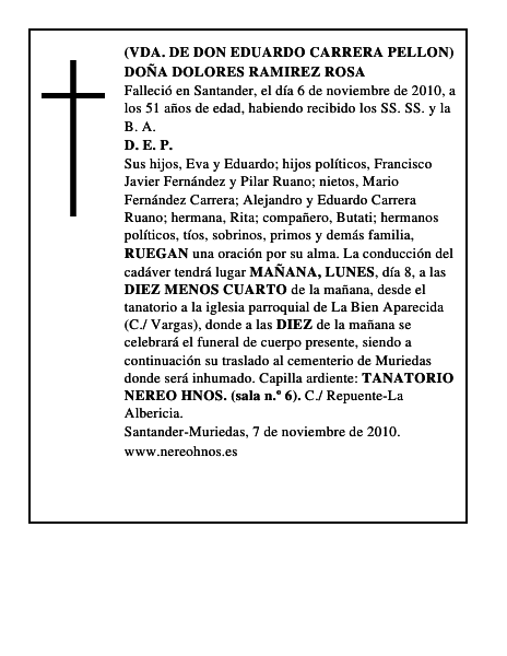 DOÑA DOLORES RAMIREZ ROSA