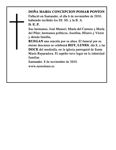 DOÑA MARIA CONCEPCION POMAR PONTON