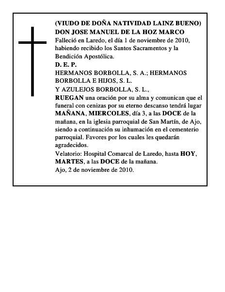 DON JOSE MANUEL DE LA HOZ MARCO