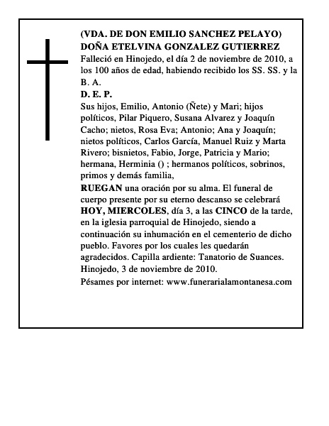 DOÑA ETELVINA GONZALEZ GUTIERREZ