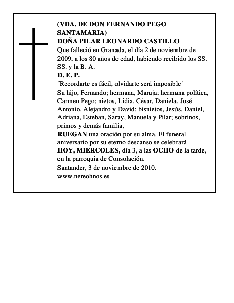 DOÑA PILAR LEONARDO CASTILLO