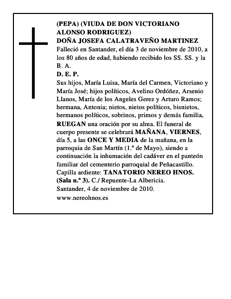 DOÑA JOSEFA CALATRAVEÑO MARTINEZ