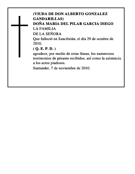 DOÑA MARIA DEL PILAR GARCIA DIEGO