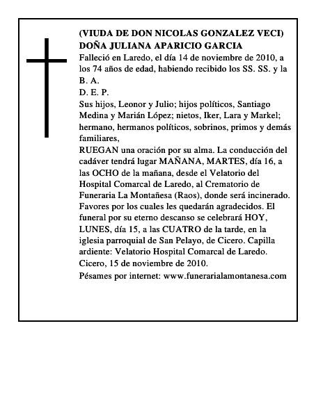 DOÑA JULIANA APARICIO GARCIA