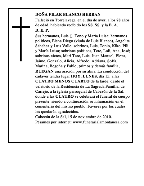 DOÑA PILAR BLANCO HERRAN