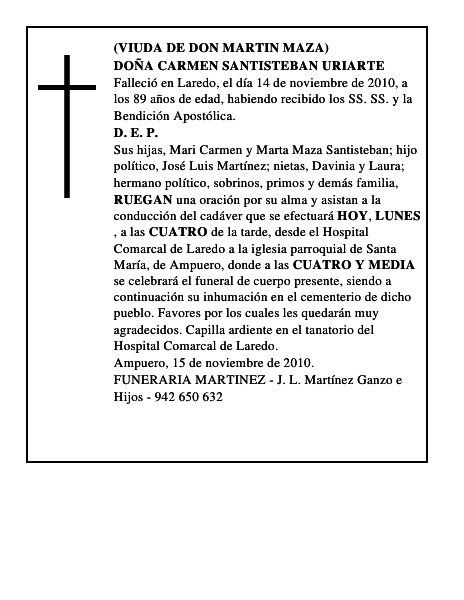 DOÑA CARMEN SANTISTEBAN URIARTE