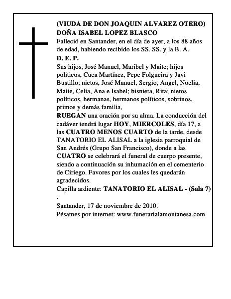 DOÑA ISABEL LOPEZ BLASCO