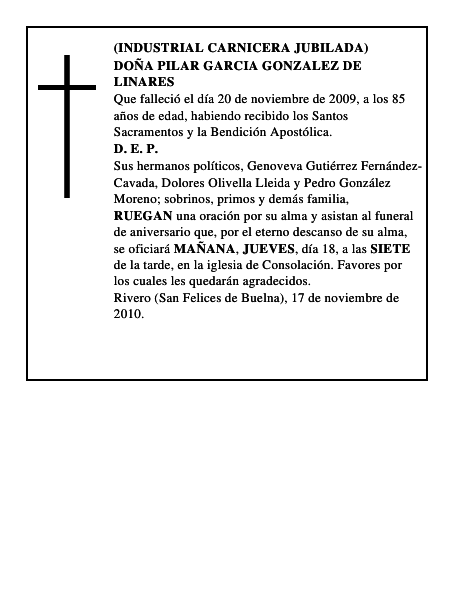 DOÑA PILAR GARCIA GONZALEZ DE LINARES