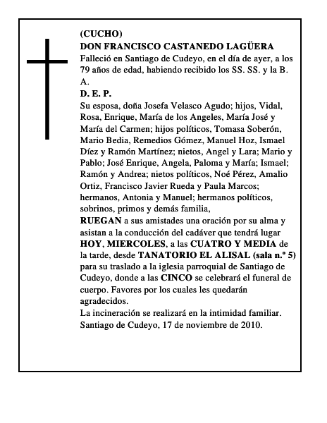 DON FRANCISCO CASTANEDO LAGÜERA