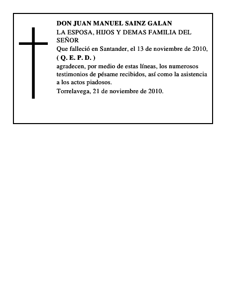 DON JUAN MANUEL SAINZ GALAN