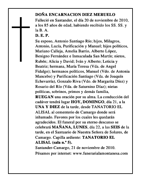 DOÑA ENCARNACION DIEZ MERUELO