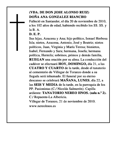 DOÑA ANA GONZALEZ RIANCHO