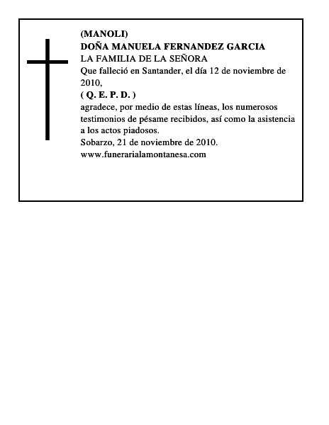 DOÑA MANUELA FERNANDEZ GARCIA