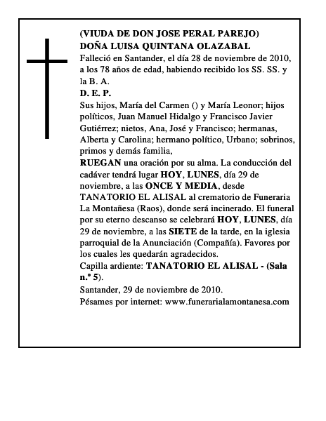 DOÑA LUISA QUINTANA OLAZABAL