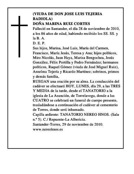 DOÑA MARINA RUIZ CORTES