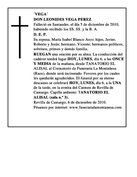 DON LEONIDES VEGA PEREZ