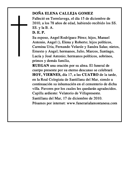 DOÑA ELENA CALLEJA GOMEZ