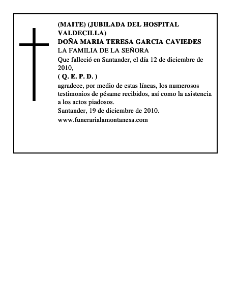 DOÑA MARIA TERESA GARCIA CAVIEDES