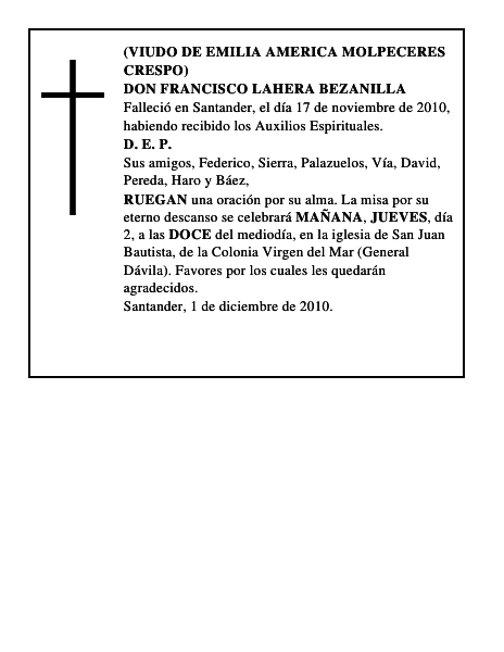 DON FRANCISCO LAHERA BEZANILLA