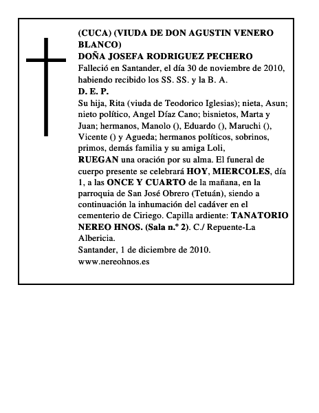 DOÑA JOSEFA RODRIGUEZ PECHERO