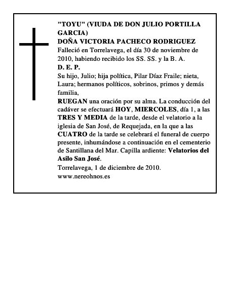 DOÑA VICTORIA PACHECO RODRIGUEZ