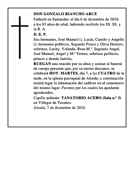 DON GONZALO RIANCHO ARCE