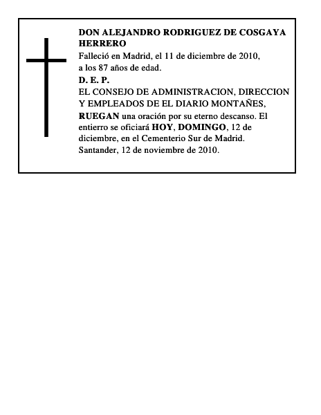 DON ALEJANDRO RODRIGUEZ DE COSGAYA HERRERO