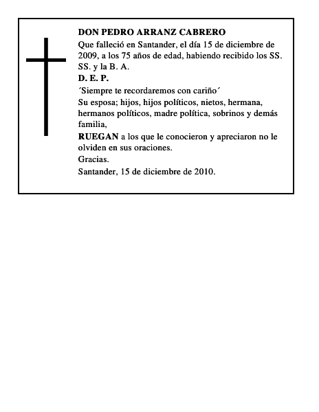 DON PEDRO ARRANZ CABRERO