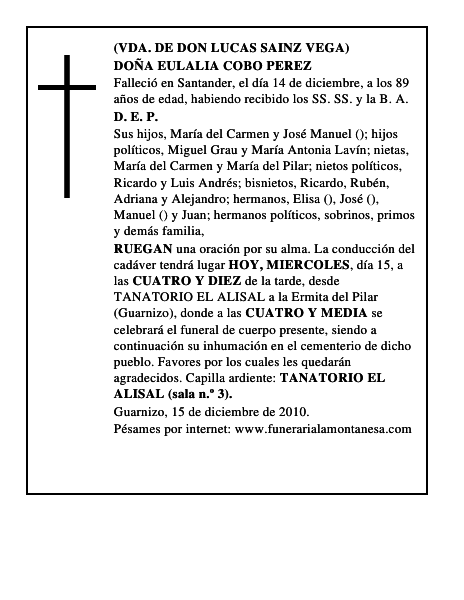 DOÑA EULALIA COBO PEREZ