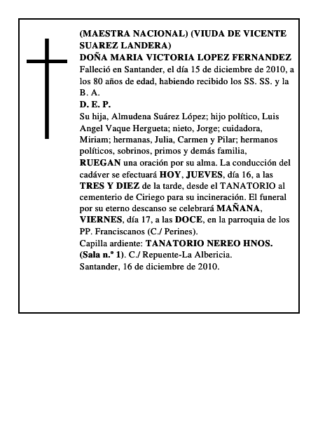 DOÑA MARIA VICTORIA LOPEZ FERNANDEZ