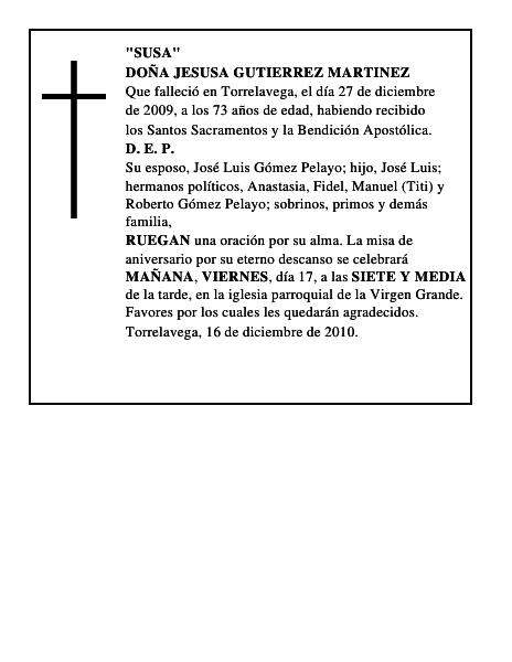 DOÑA JESUSA GUTIERREZ MARTINEZ