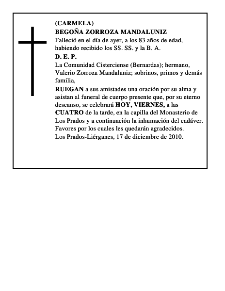 BEGOÑA ZORROZA MANDALUNIZ