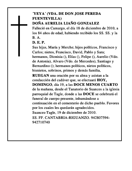 DOÑA AURELIA LIAÑO GONZALEZ