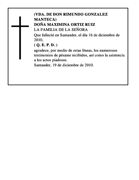 DOÑA MAXIMINA ORTIZ RUIZ