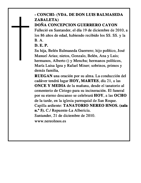 DOÑA CONCEPCION GUERRERO CAYON