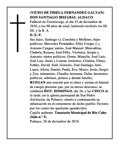 DON SANTIAGO IRIZABAL ALDACO