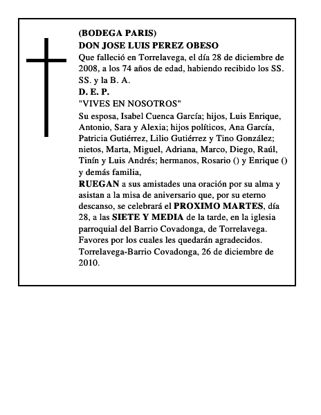 DON JOSE LUIS PEREZ OBESO