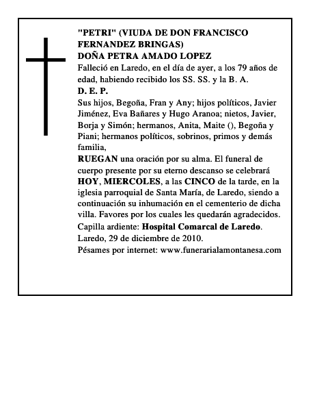 DOÑA PETRA AMADO LOPEZ