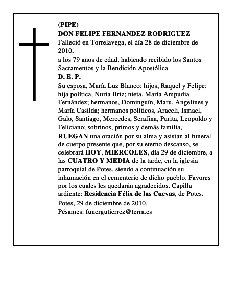 DON FELIPE FERNANDEZ RODRIGUEZ