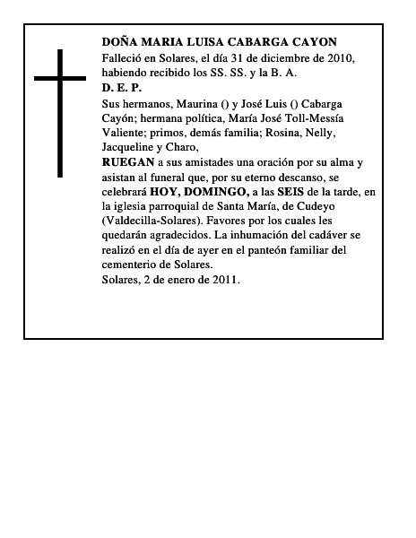 DOÑA MARIA LUISA CABARGA CAYON
