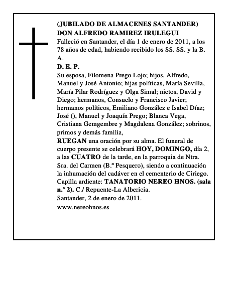 DON ALFREDO RAMIREZ IRULEGUI