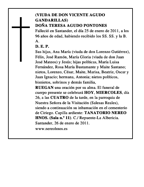 DOÑA TERESA AGUDO PONTONES