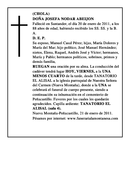 DOÑA JOSEFA NODAR ABEIJON