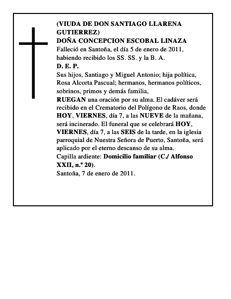 DOÑA CONCEPCION ESCOBAL LINAZA