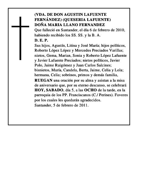 DOÑA MARIA LLANO FERNANDEZ
